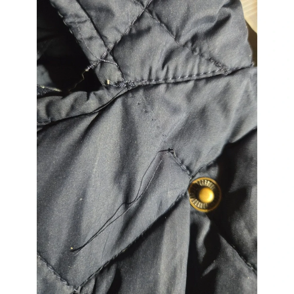Ralph Lauren Navy Quilted Pea Coat with Brass Buttons